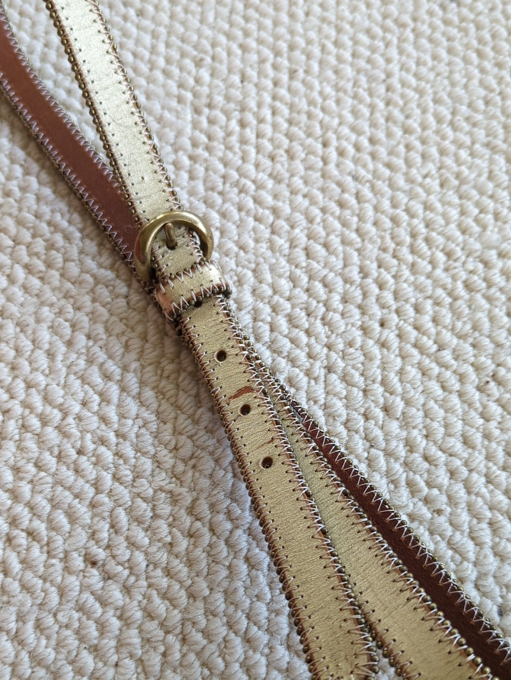 Fossil Metallic Gold Leather Belt